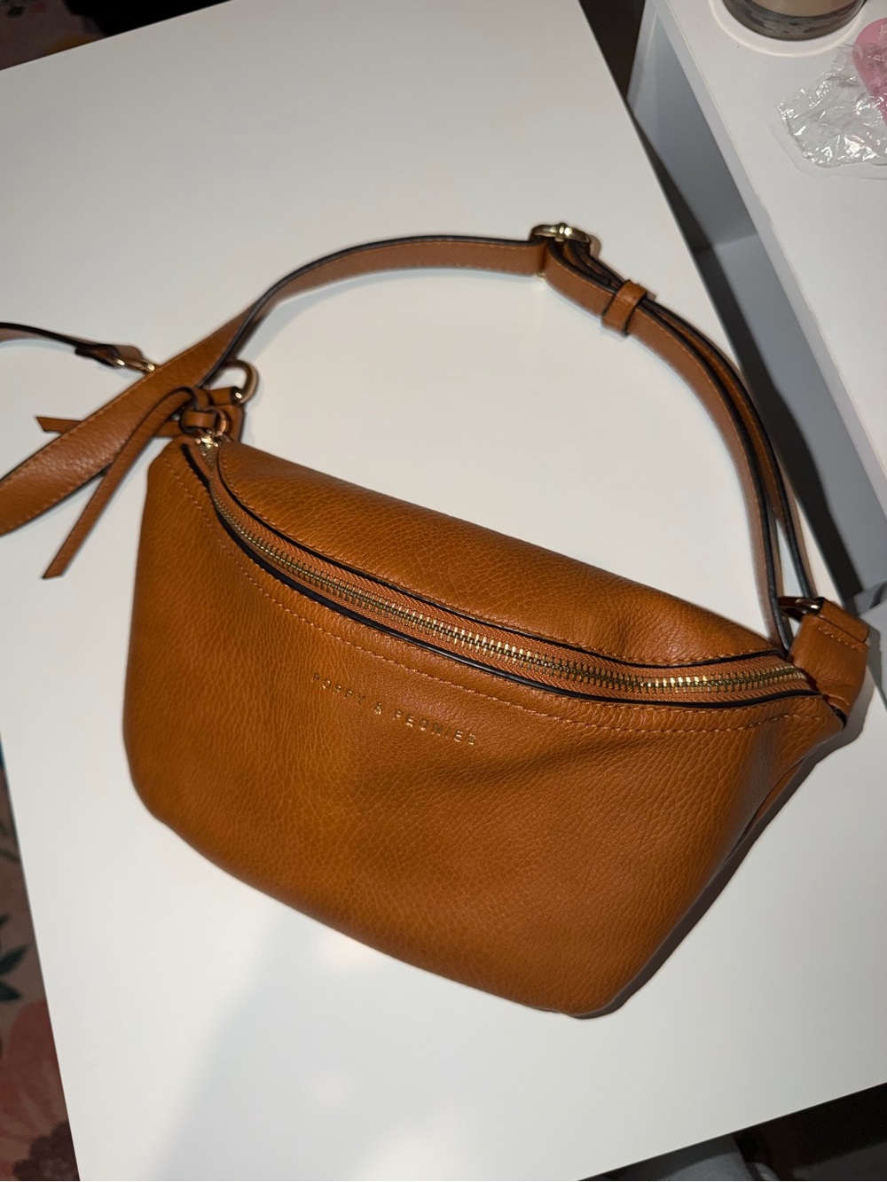 Poppy & Peonies Sidekick belt bag - Cognac